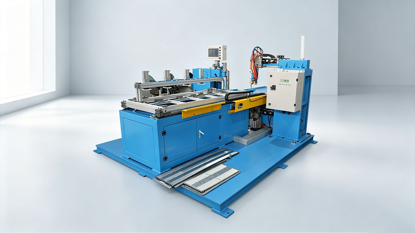 Automatic spot welding machine for stainless steel heat exchanger plates Automatic spot welding machine for stainless steel heat exchanger plates